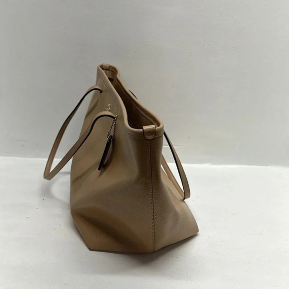 Coach Jetset Large Tote Bag Shoulder Purse Crossgrain Leather Peachy Beige Tan - Picture 7 of 12